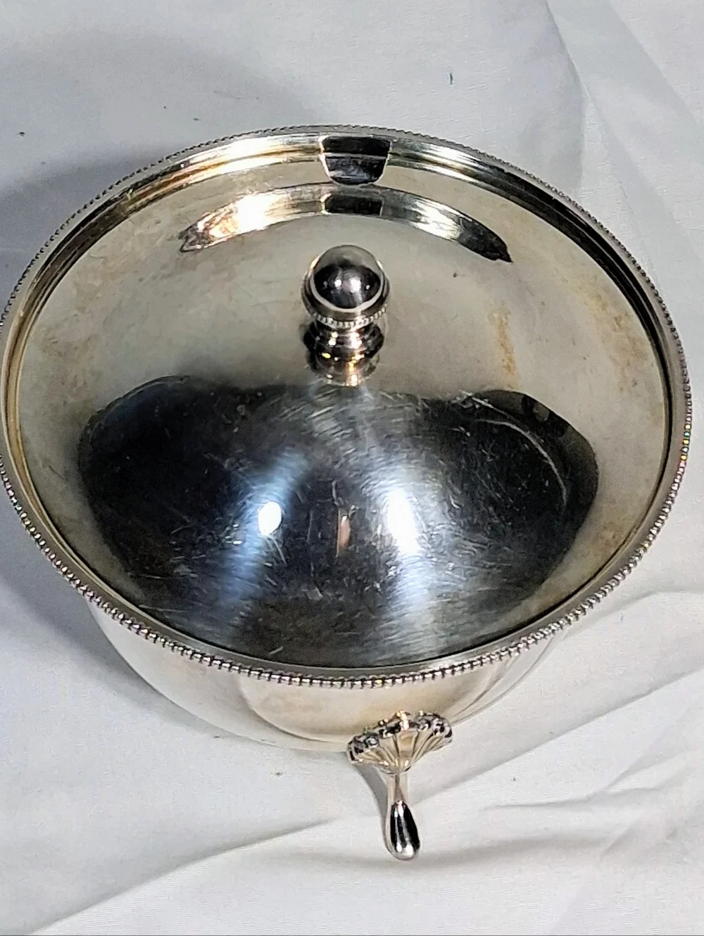 Cavendish E.P. Copper Vintage Covered Serving Bowl/Sugar Bowl with Knob and Feet - Picture 3 of 12